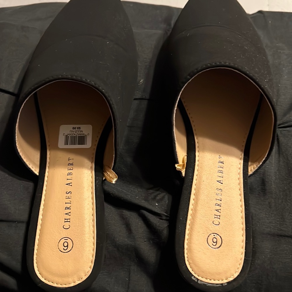 Black size 6 Charles Albert slide in shoes